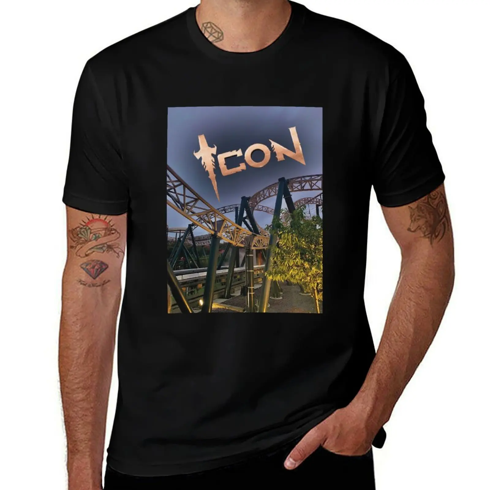 Icon at dusk: Blackpool Pleasure Beach T-Shirt man t shirts cotton T-Shirt