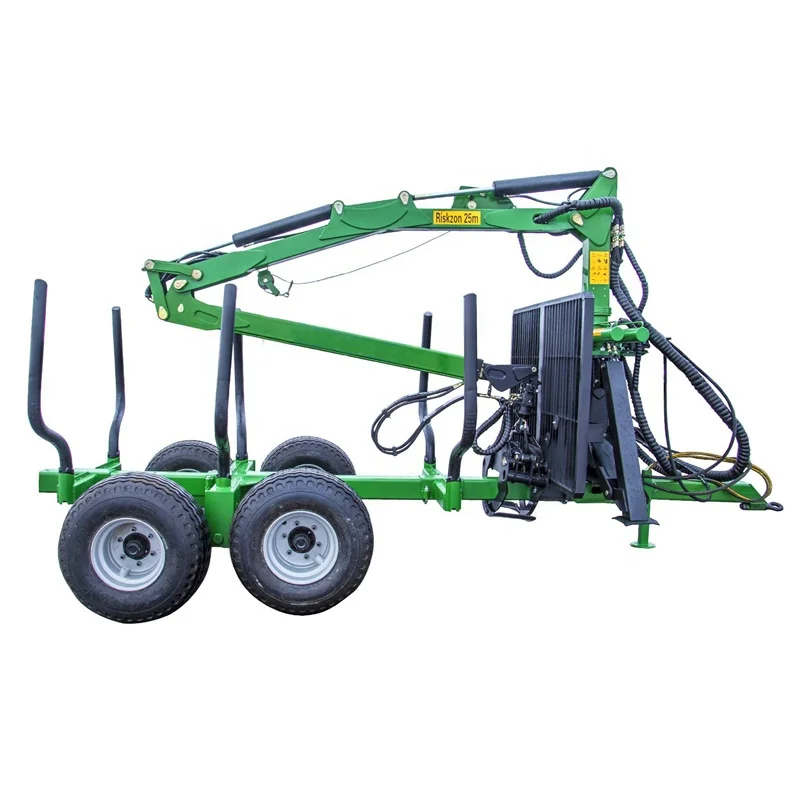 Customized 8 Ton Forest Machinery Log Trailers With Grapple Atv Farm Timber Log Loader With Trailer Crane