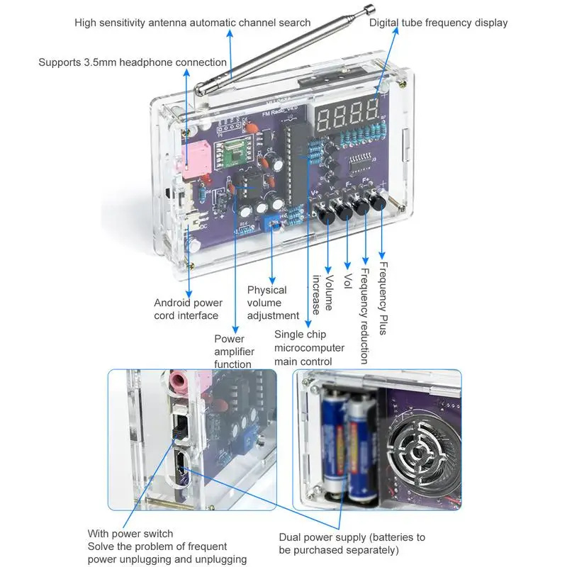 Radio FM Assembly Kit Frequency Modulation Circuit Board Microcontroller DIY Electronic Production Soldering Practice Bulk Parts