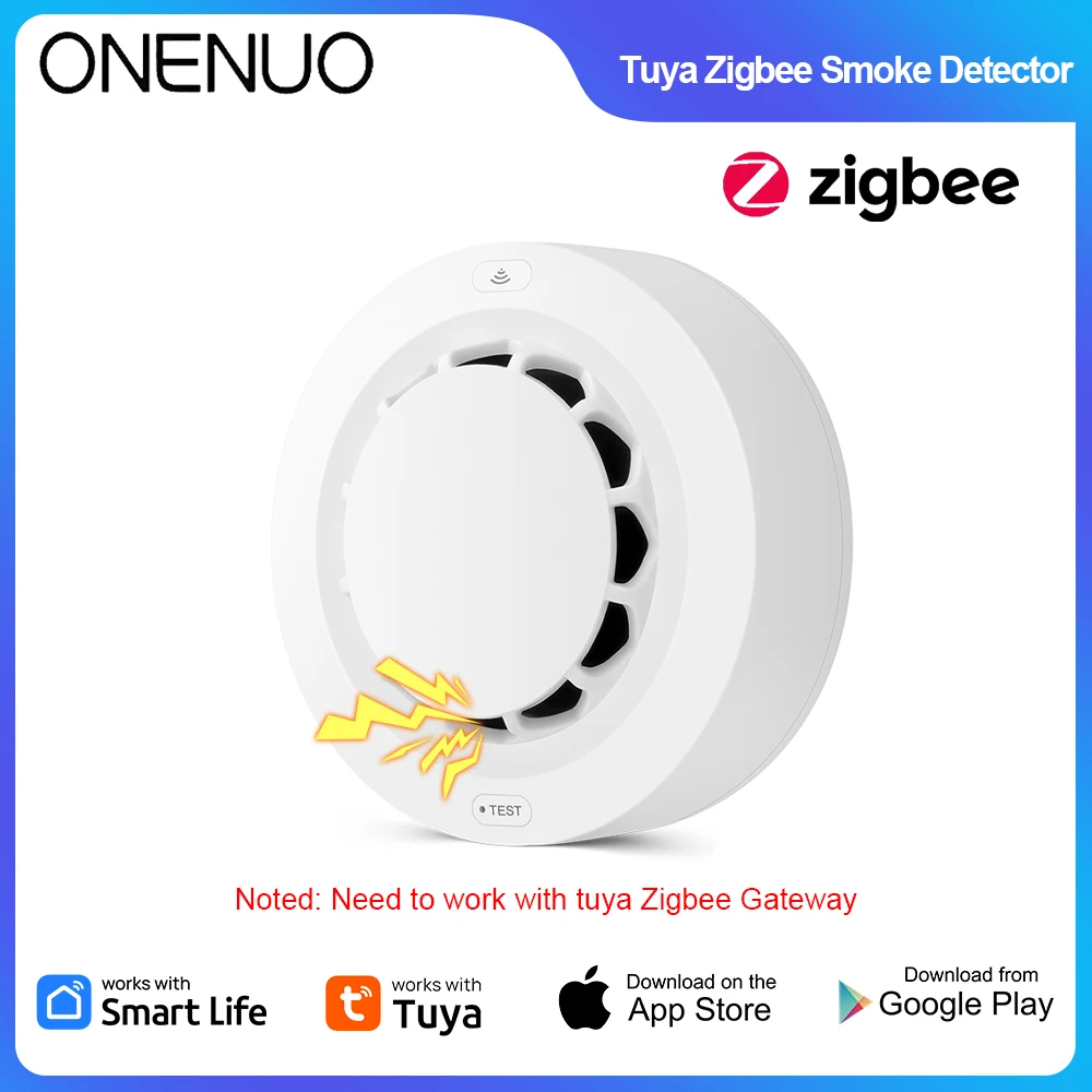 Tuya Smart ZigBee Smoke Detector Security Protection Smoke Alarm Fire Protection For Home Security Via Smart Life App