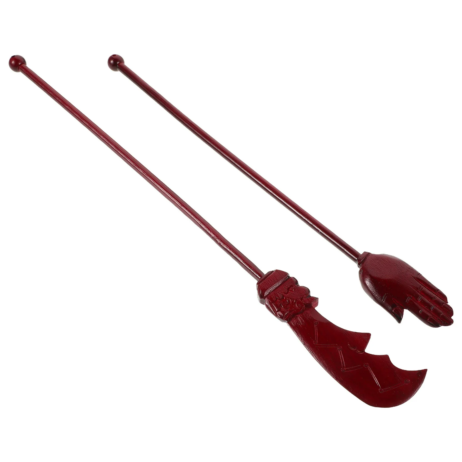 

2Pcs Vintage Wood Sticks Buddhist Supplies Carved Ebony Sandalwood Hair Forks Essential Altars Temples