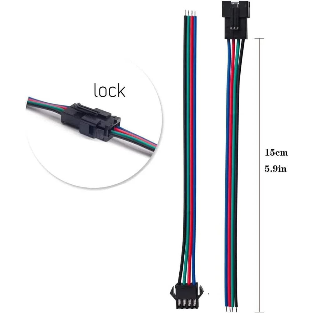 JST SM Male Female LED Extension Connector Cable Wires for 2835 WS2812B WS2811 LED Strip Light 2Pin 3Pin 4Pin 5Pin 6Pin Terminal view 5