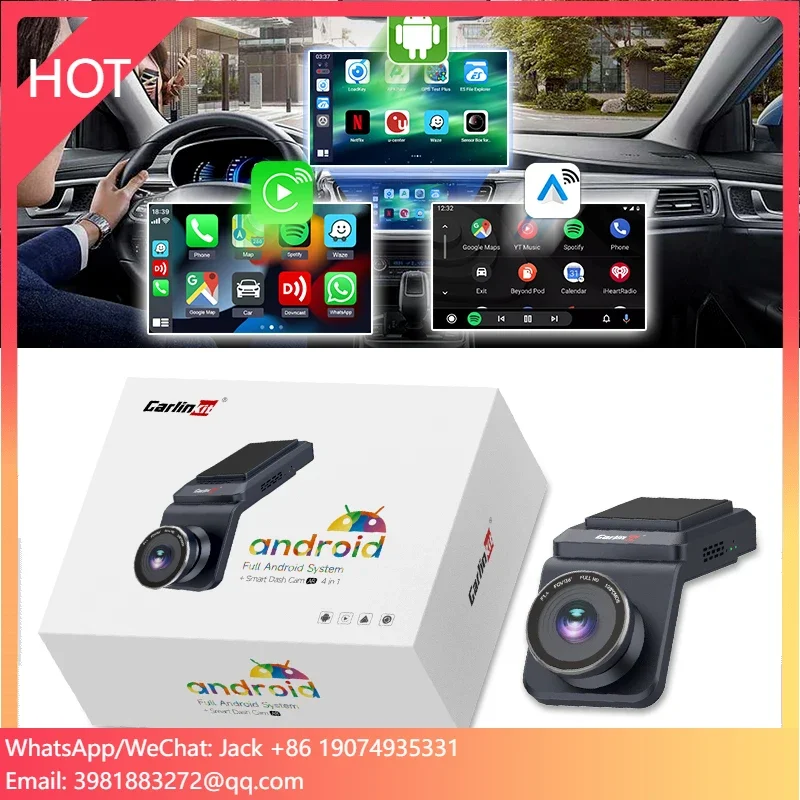 Carlinkit 128GB 1080P Car Dash Cam Dvr Android Auto New Android System Wireless Carplay Adapter With Driving Record YouTube