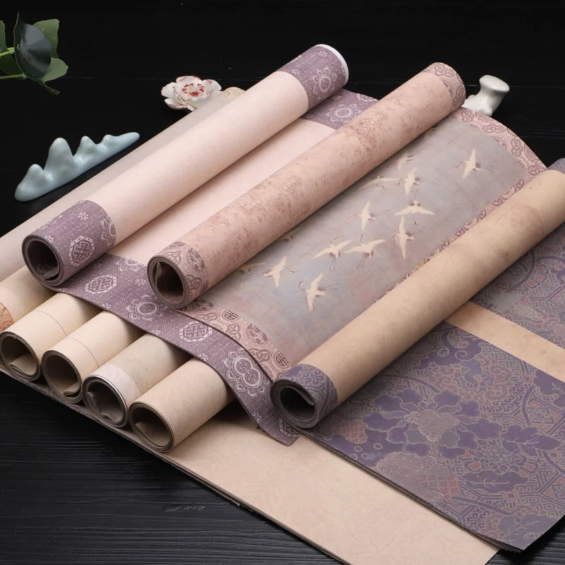 Chinese Style Batik Xuan Paper Antique Calligraphy Practice Rice Paper Brush Writing Painting Half Ripe Rice Paper Art Supplies