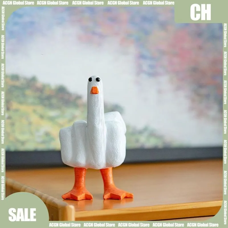 Middle Finger Cute Duck Action Figures Funny Small Duck Sculpture Resin Craft for Home Garden Desk Decoration Dolls Model Gifts