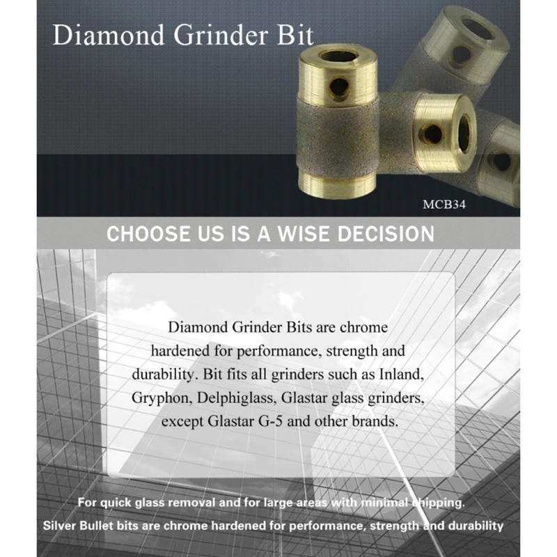 ipiip Durable Diamond Grinder Bit Diamond Head for Inland Diamond Glass Grinder