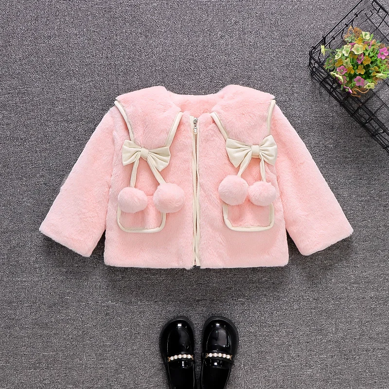 Baby Girl Clothes Cute Pompon And Pearl Princess Girls Coat Autumn Winter Warm Toddler Infants Jacket Children Christmas Outwear