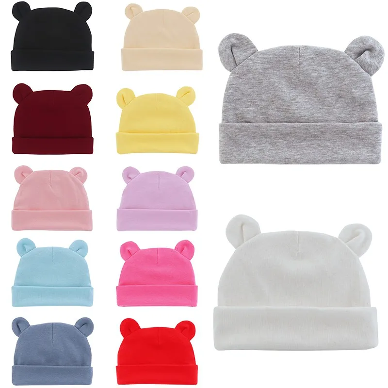 0-12M Cute Baby Newborn Beanie Girls Boys Cute Cotton Soft Elastic Baby Cap Newborn Photography Props Infant Bonnet Accessories