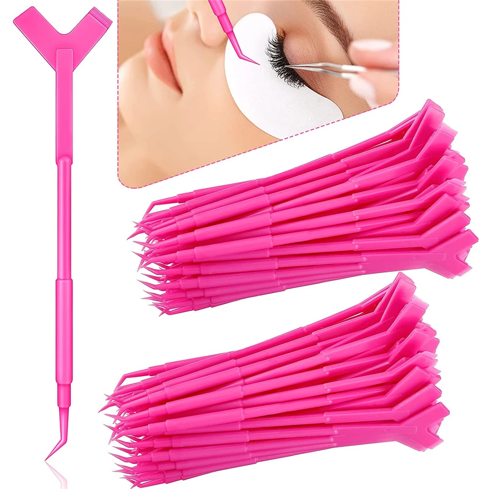 100 Pieces Y Shape Eyelash Lift Tool Brush Lifting Silicone Grafting For Hair  Extension Makeup Comb Stick