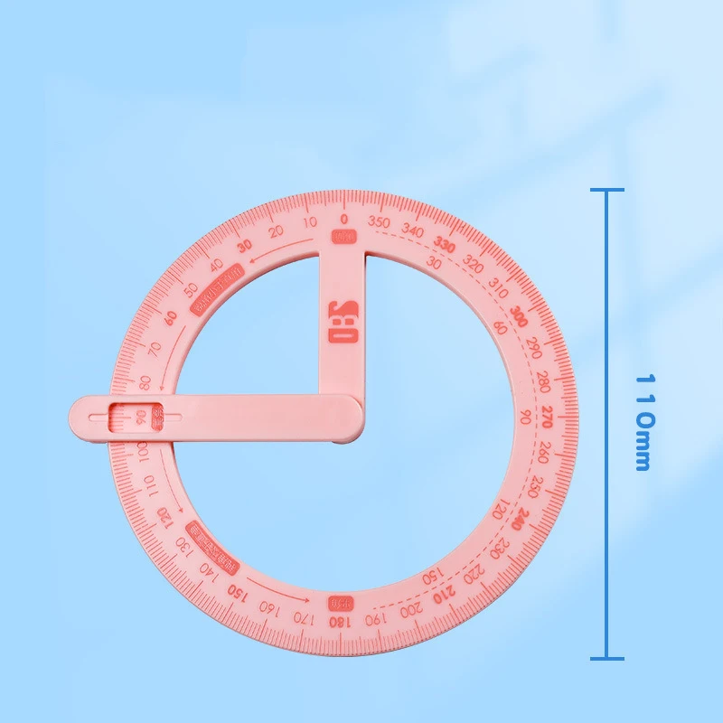 360-degree Movable Angle Protractor Mathematical Angle Drawing Tool Geometric Angle Demonstration Movable Ruler