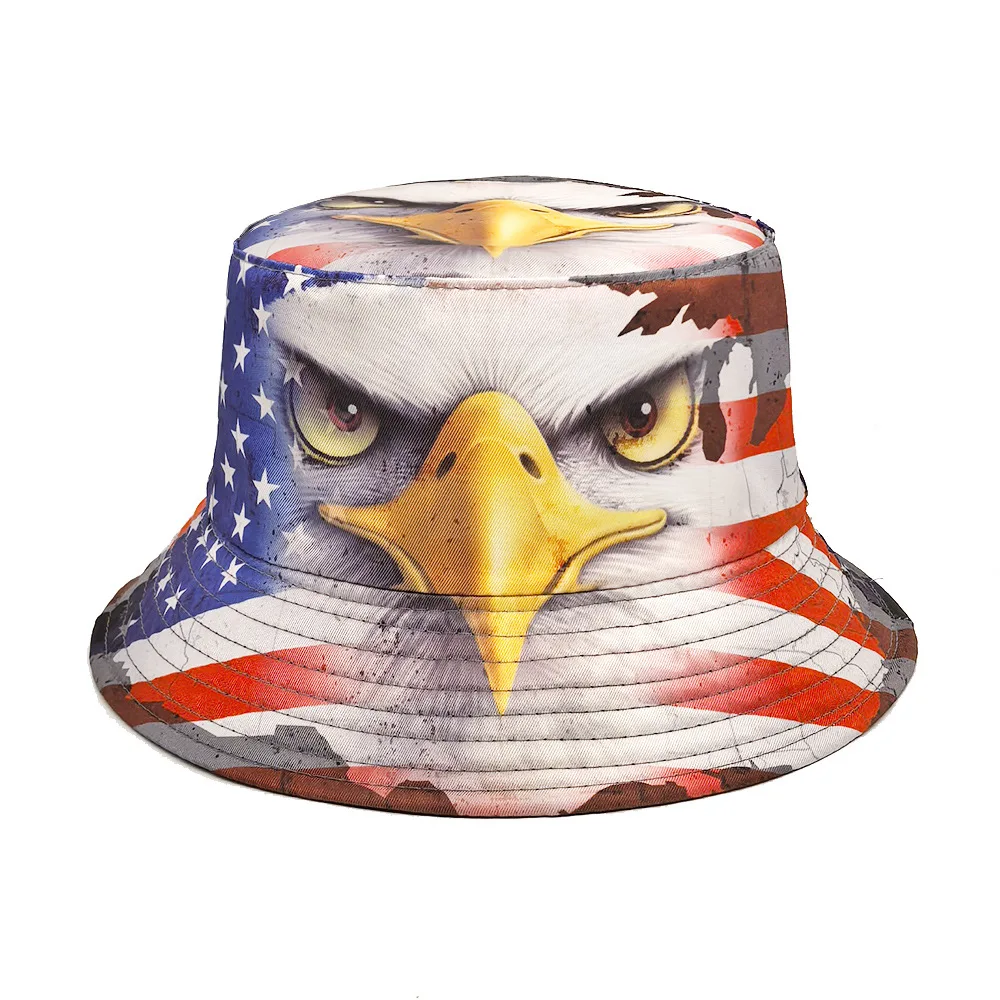 USA Flag Eagle Bucket Hat,Unisex Streetwear Fisherman Cap,Summer Outdoor Beach Travel Panama Hat Vacation Daily Wear,4th of July