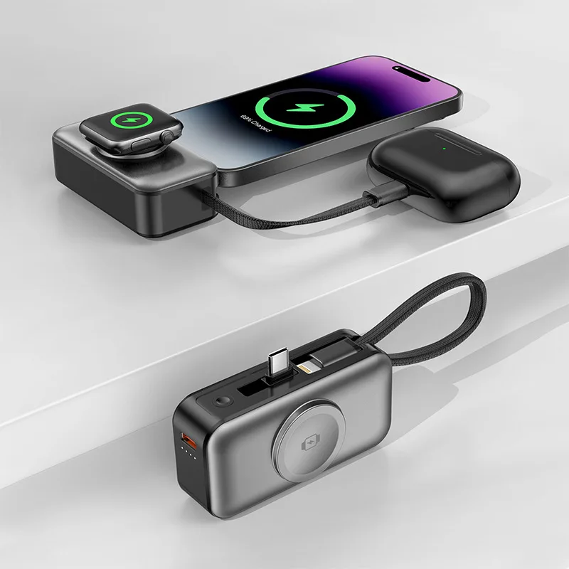 

For Magnetic Watch Mini PowerBank 5000mAh Spare battery Portable Charger Mobile External Battery Fast charging For iPhoneSamsung