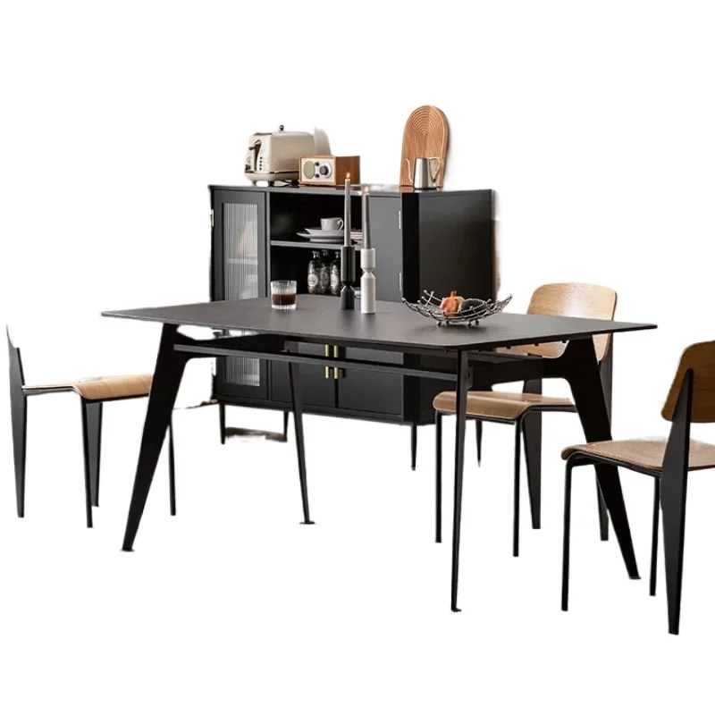 

Dining table and chair combination Italian rock slab Nordic modern simple small apartment household table light luxury