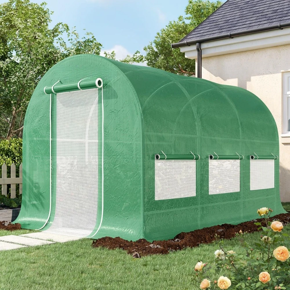 

12x6.6x6.6 FT Greenhouse for Outdoors, Heavy Duty Large Garden High Tunnel Walk-in Green House, Portable Winter Hot House