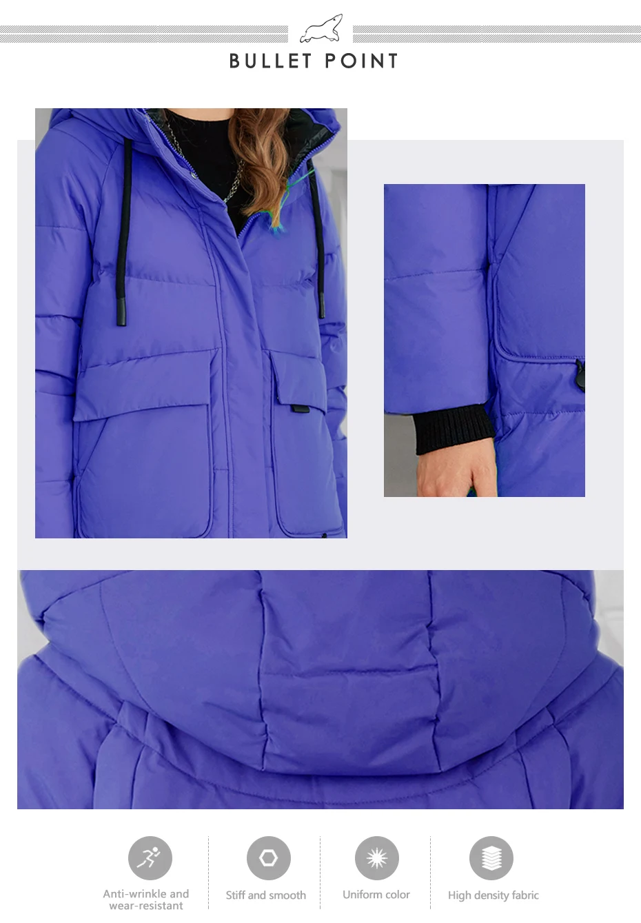 ICEbear Women's Winter Padded Jacket 2024 Hooded Zipper Warm Stylish Coat GWD3781I