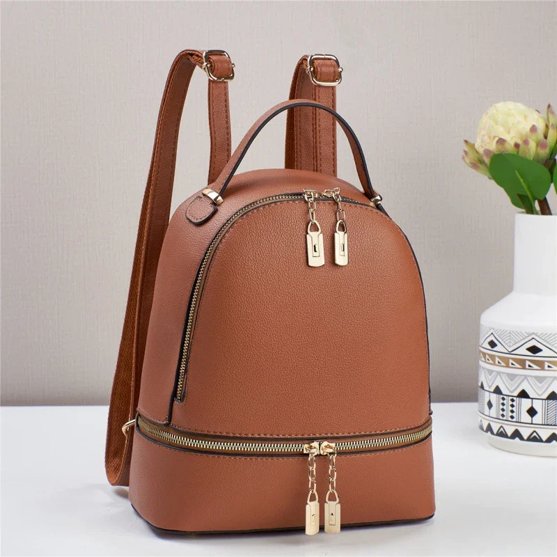 PU Leather Brand Backpack For Women New Fashion Travel Bagpack High Quality School Bags Casual Lides Shoulder Bag Sac