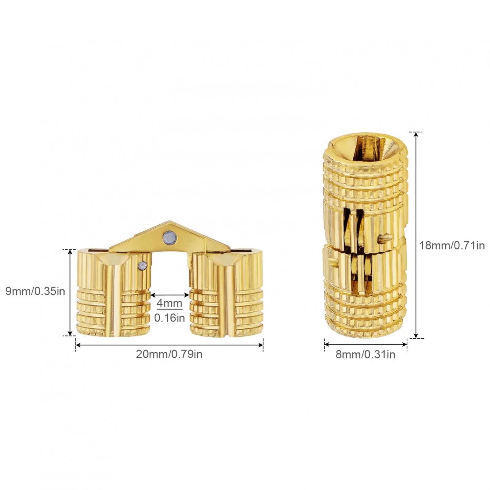 6/8/12 pcs 8 mm 180 Degree Opening Angle Hidden Brass Barrel Hinges Hidden Concealed Barrel Furniture Hinges with 16 pcs Screws
