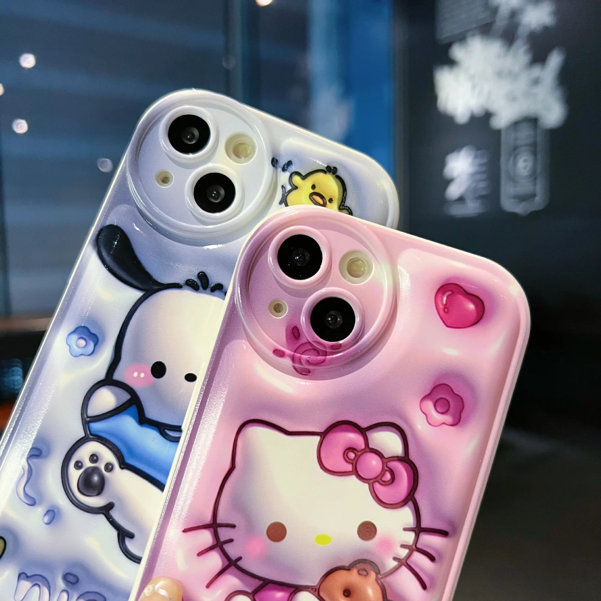 Sanrio Pink Hello Kitty Pochacco Phone Case For iPhone 14 13 12 11 Pro Max Xr Xs Max Mini 7 8 14 Plus Case Cute Shockproof Cover image 2
