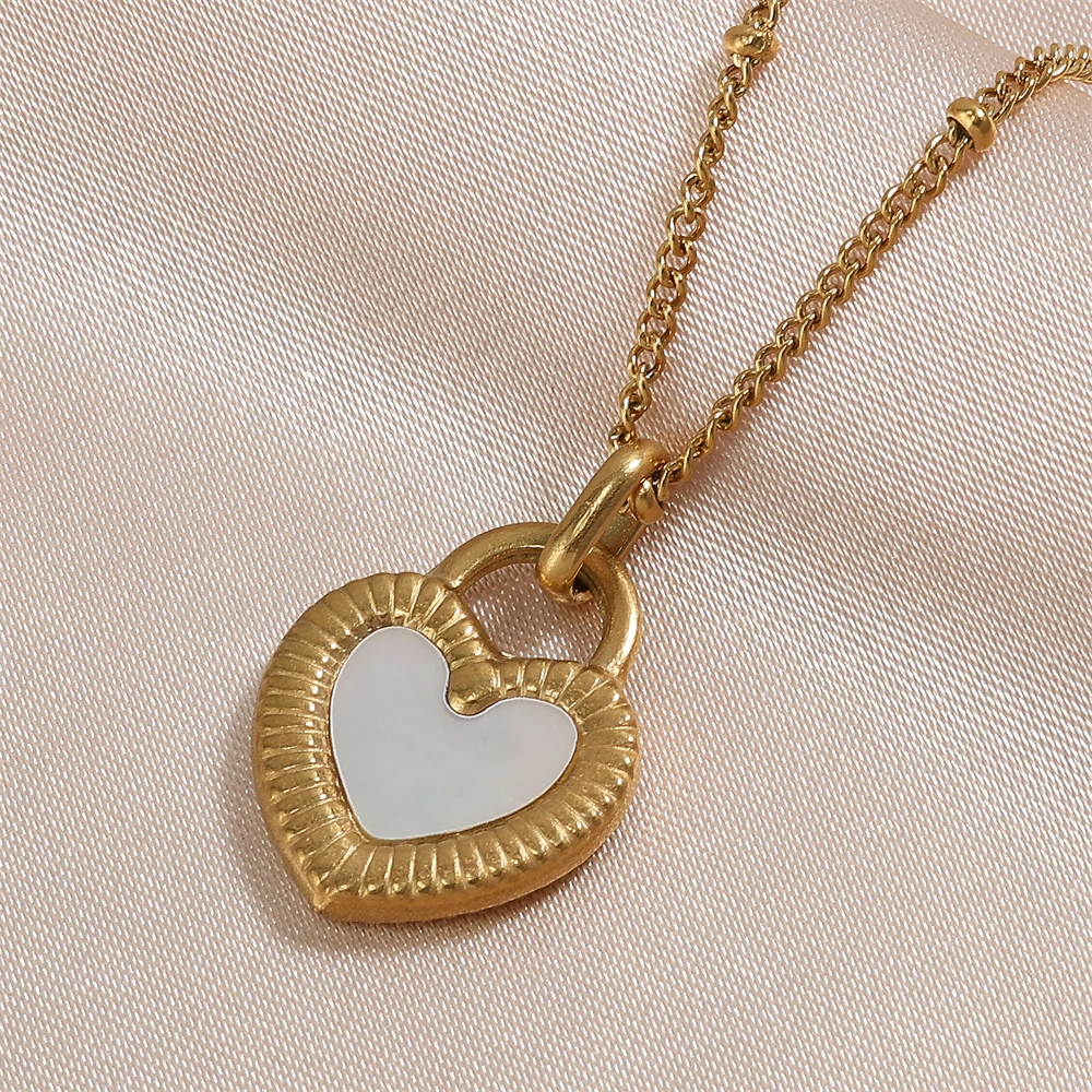 Htpwe Vintage Double Sided Heart Pendant Necklace For Women Girl Clavicle Chain Choker New Fashion Trendy Jewelry Gift Party image 2
