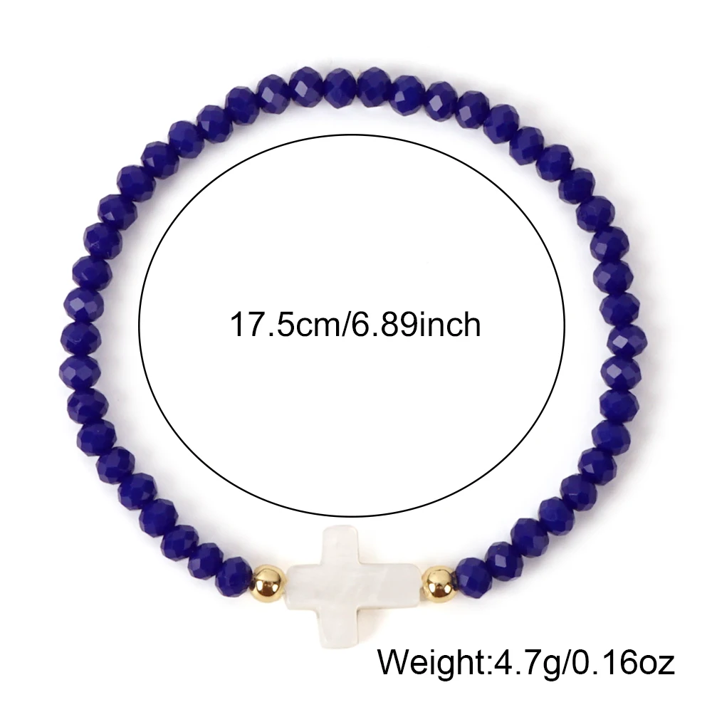 Go2boho Crystal Beaded Bracelets Healing Luck Shell Cross Boho Elastic Stretch Handmade Jewelry For Women Men Fashion Gifts image 6