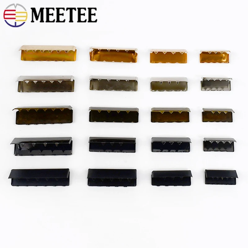 100Pcs Belt Webbing End Clip Buckle 20-60mm Metal Bag Strap Tail Decor Clasp Handbag Leather Crafts Stopper Hardware Accessories