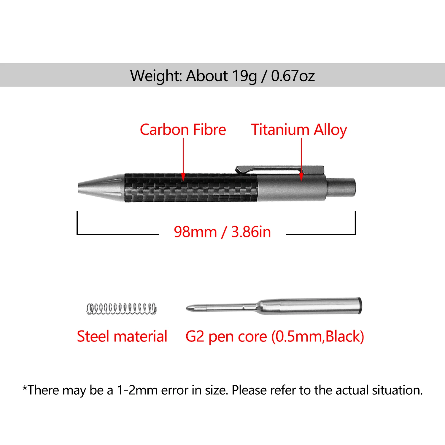 Titanium Alloy Small Scale Ballpoint Pen Portable Outdoors Signature With Storage Box Spare Pen Refill