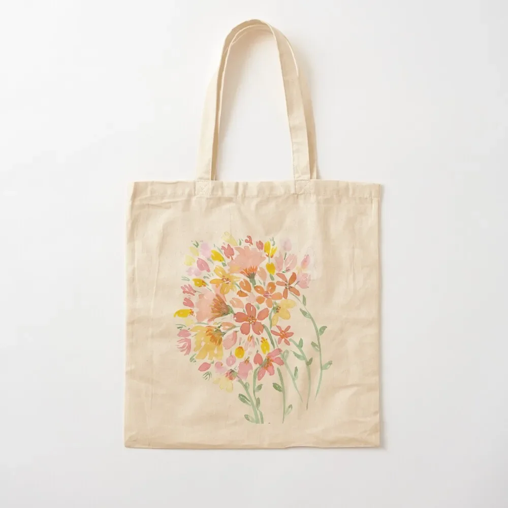 Orange Bouquet Loose Floral Watercolor Tote Bag Fabric bag women bag canvas tote