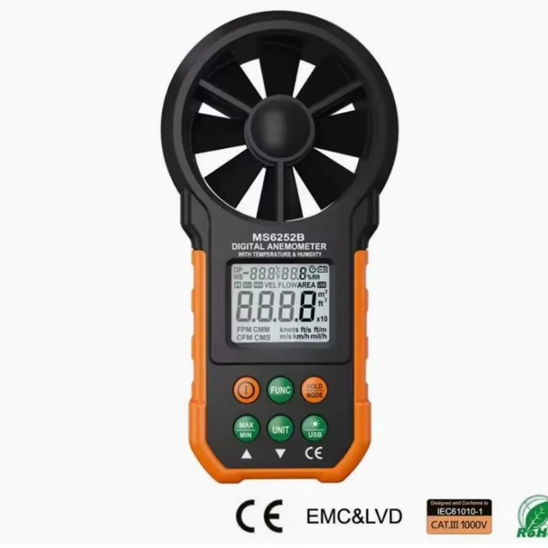 PM6252B digital anemometer, handheld anemometer, high-precision wind speed and air volume test