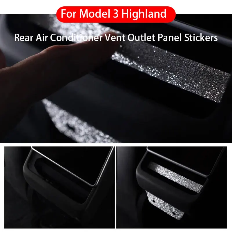 

For Tesla Model 3 Highland 2023-UP Rear Air Conditioner Vent Outlet Panel Trim Strips Diamond Stickers Car Interior Accessories