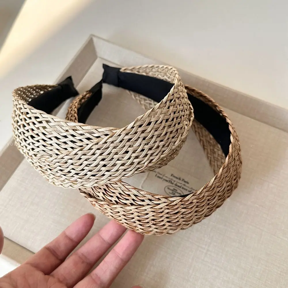 

Hollow Straw Weave Headband Vacation Style Hair Band Wide Edge Hairband Korean Style Headwear Bohemian Style Hair Hoop Girls