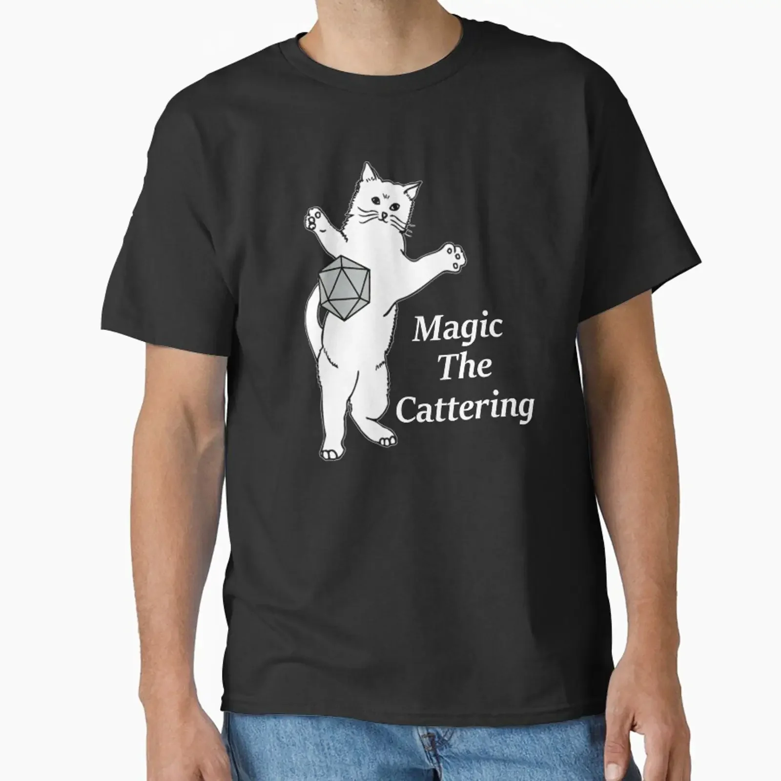 Magic the Cattering 2 White Black designed and sold by Gold Coin vintage Washed Stylish graphic Unisex fashion Soft Casual