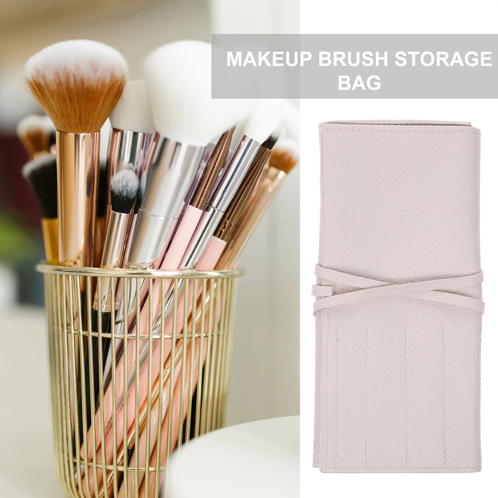 

Portable Brush Bag Lightweight Durable Travel Makeup Pouch Spacious Design For Brushes Eyeliners Tubes Primer Concealer