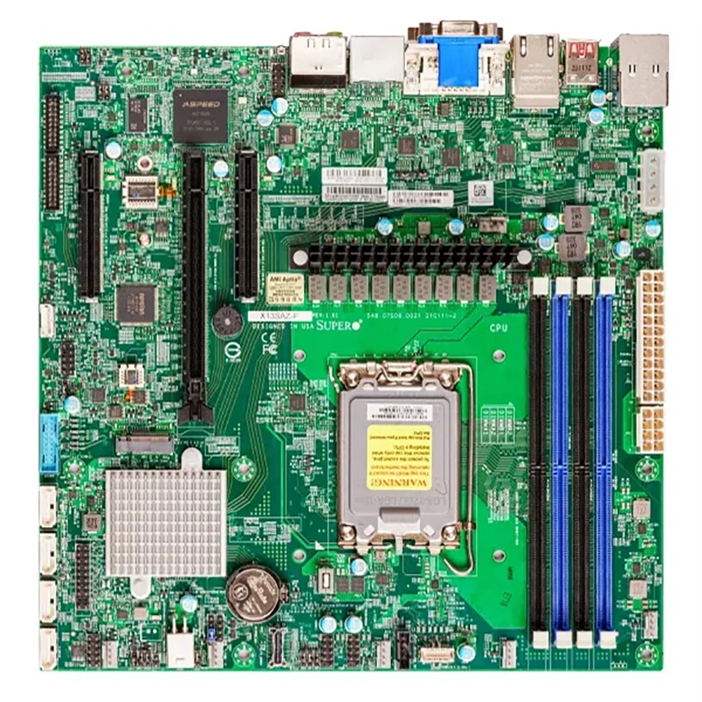 For Supermicro Dual NIC Motherboard PCIE 5.0 M.2 DDR5 DP HDMI Support I9 I7 I5 I3 X13SAZ-F