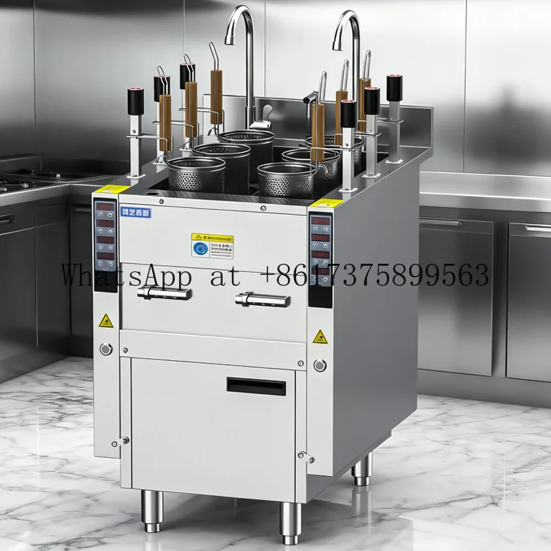Commercial Induction Noodle Cooker with Automatic Lift Vertical Noodle Cooking hine