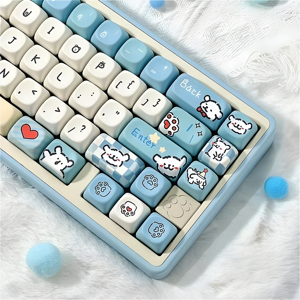 

Blue, Keycaps, Line Puppy PBT Material, Small Full MOA Height, Cute, Keycaps for Mechanical Keyboards