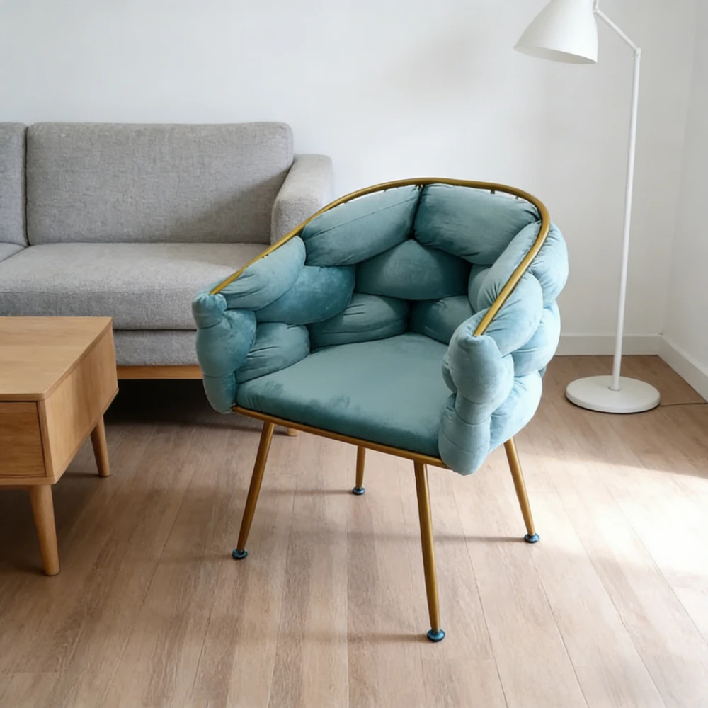 Schlafzimmer-Make-up-Stuhl, Rückenlehne, leicht, luxuriös, für Mädchen, cremefarbenes Design, Einzelperson, Internet, berühmter Schminktisch, Blasenstuhl