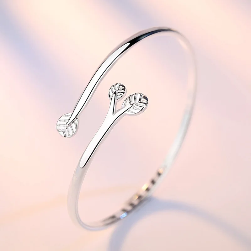 925 Sterling Silver Branch Leaf Cuff Bangles Bracelets For Women Luxury Jewelry Accessories Wholesale  Jewellery