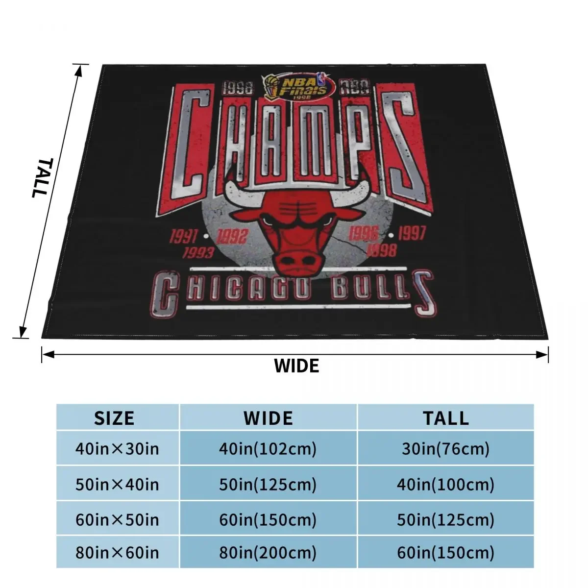 Vintage Chicago Basketball Champions Retro 1998 Throw Blanket for sofa Blankets For Sofas christmas gifts Soft Blankets