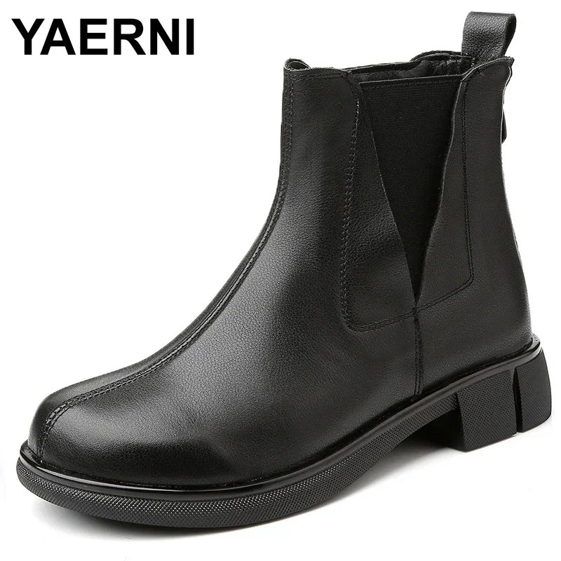 

Зимние женские ботинки с квадратным носком на массивном каблуке короткие сапоги женская обувь до середины икры кожаные ботинки челси до щиколотки