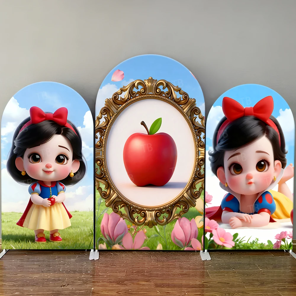 

Cute Snow White Arch Backdrop Cover Red Apple Theme Girls Birthday Party Decor Photo Booth Supplies