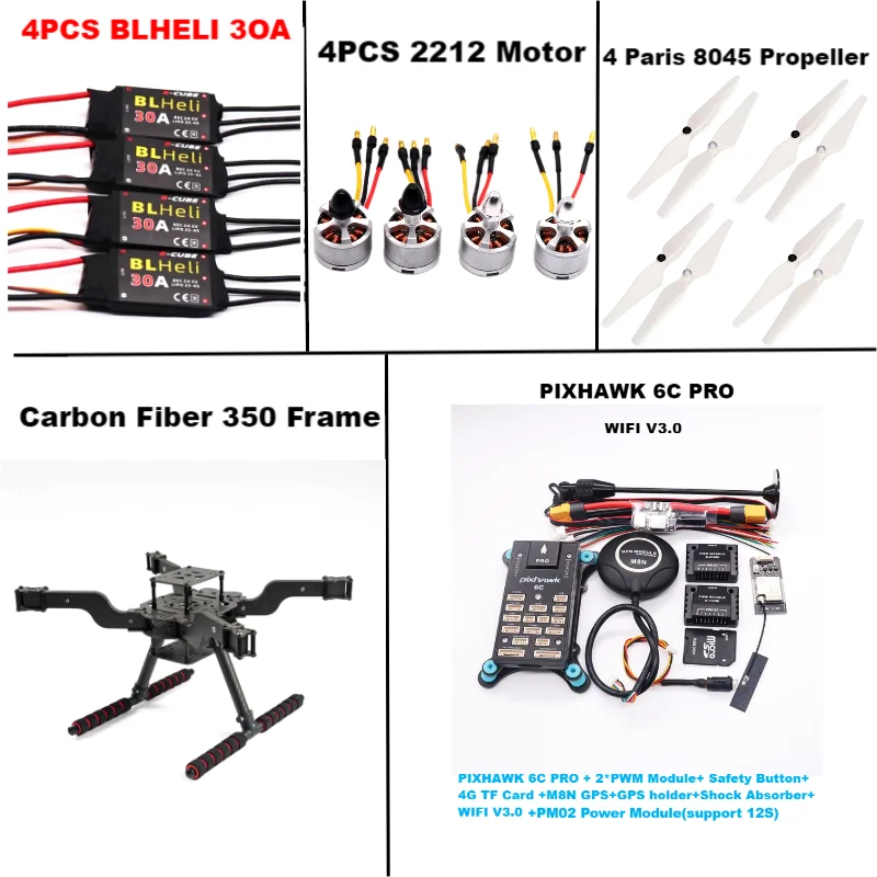 RctoSky PIXHAWK 6C PRO M8N Open source new smart drone FLY350 300 380 450MMpix quadrotor upturned rack