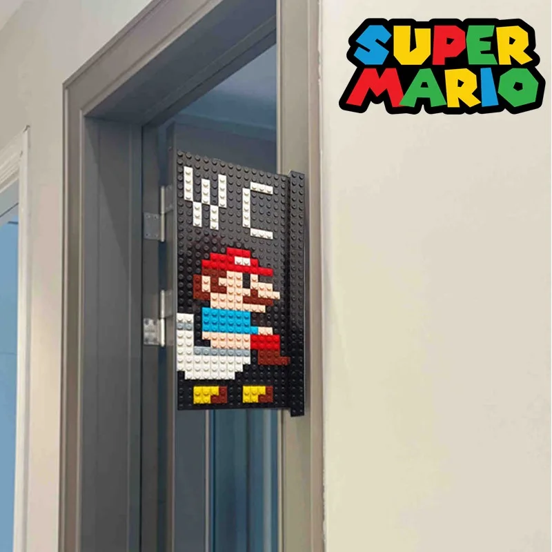 Super Mario Toilet Signs Funny Home Decoration Building Blocks Anime WC Doorplate Indicator Plaque Cartoon Restroom Wall Signage