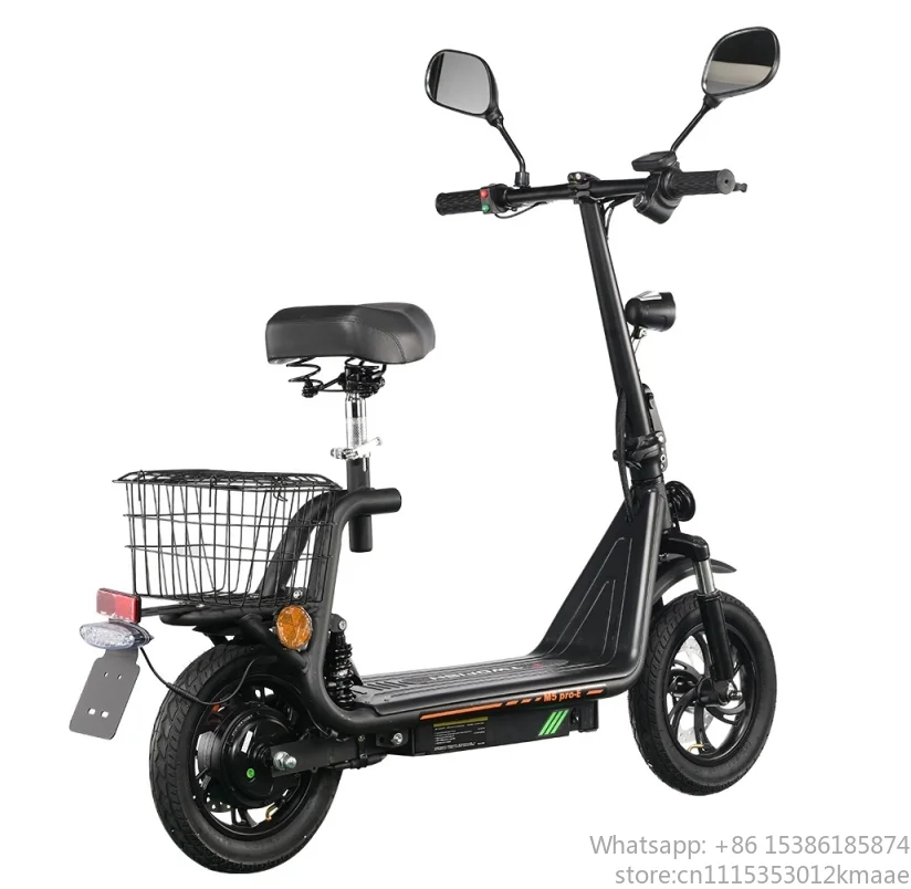 12 Inch EEC Approved Electric Scooter 500W 48V 13Ah 30km Range Waterproof Seat Rear Basket