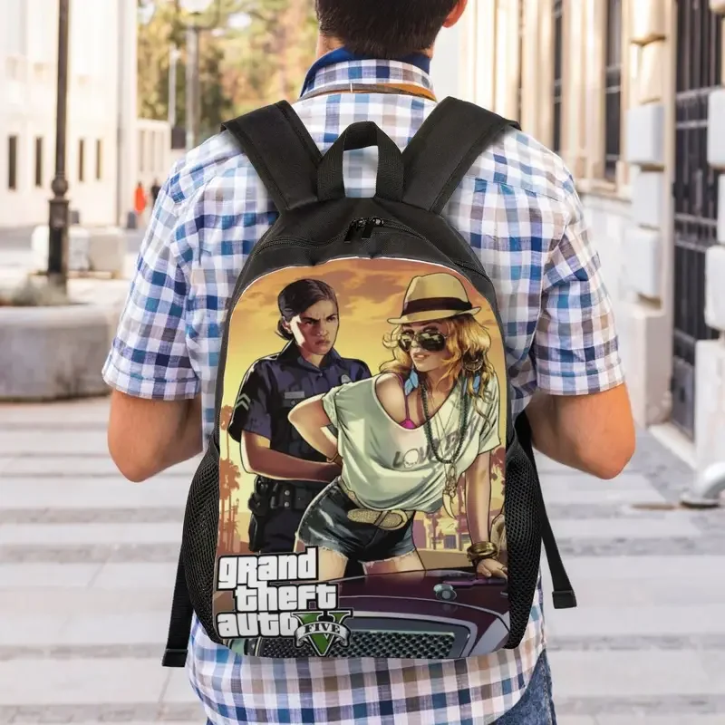 Mochila Adventure Game para Mulheres e Homens, Resistente à Água, Bolsa de Escola Universitária, Folhetos Impressos, GTA