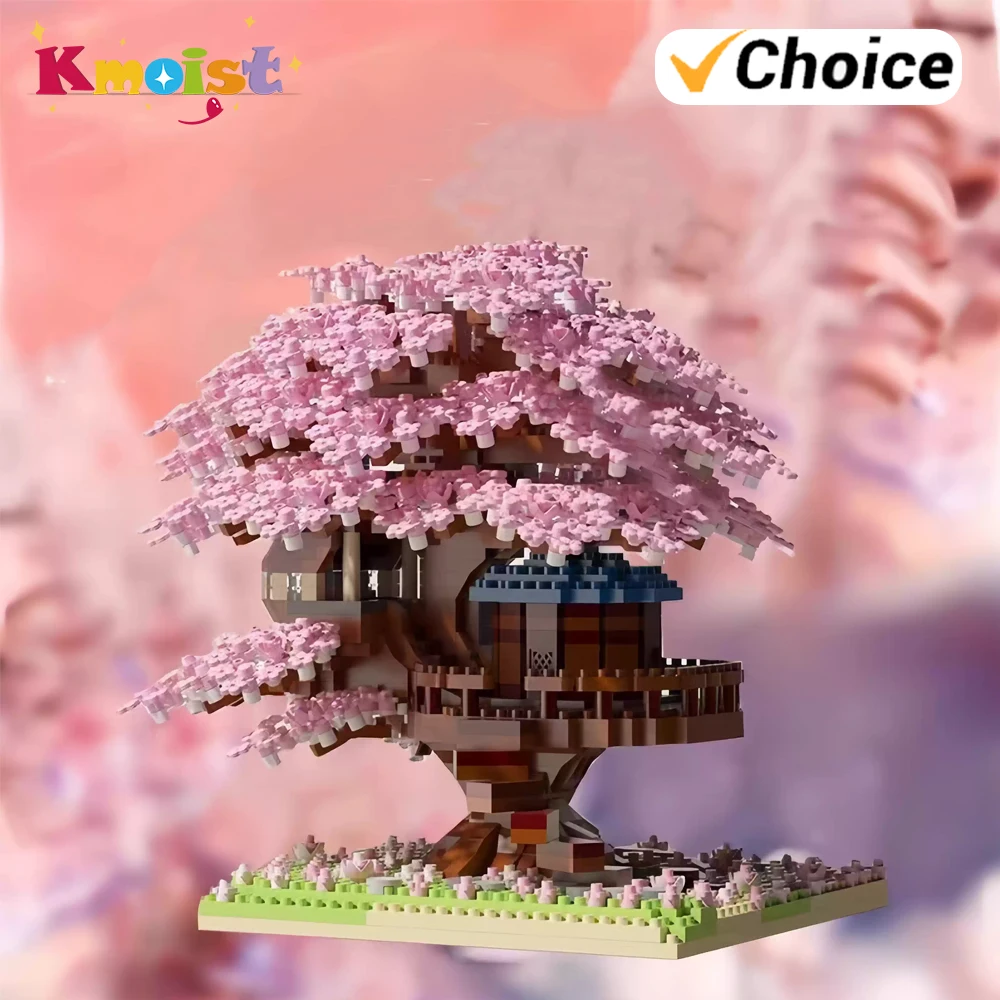 Mini Sakura Bricks Block Children Toy Cherry Blossom Micro Building Blocks DIY Model Tree House Toys for Kids Christmas Gifts