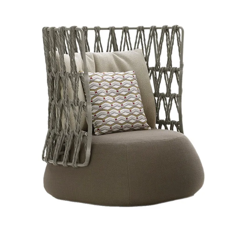 Nordic Outdoor Creative Rattan Sofa Hotel Outdoor Open Air Waterproof Sunscreen Balcony Leisure Rattan Chair