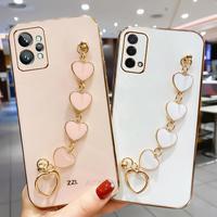 Luxury Plating Love Heart Bracelet Chain Case On For Oppo Realme Gt Neo 2 3 3T Master Edition C21y 2t 5G Cover Neo2