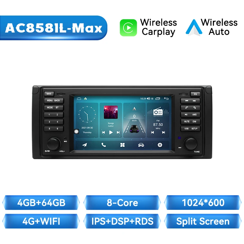 Draadloze CarPlay Autoradio Voor BMW 5 Serie E39 X5 E53 M5 1996-2003 Android 14 8Core 128G Android Auto Multimedia GPS Autoradio