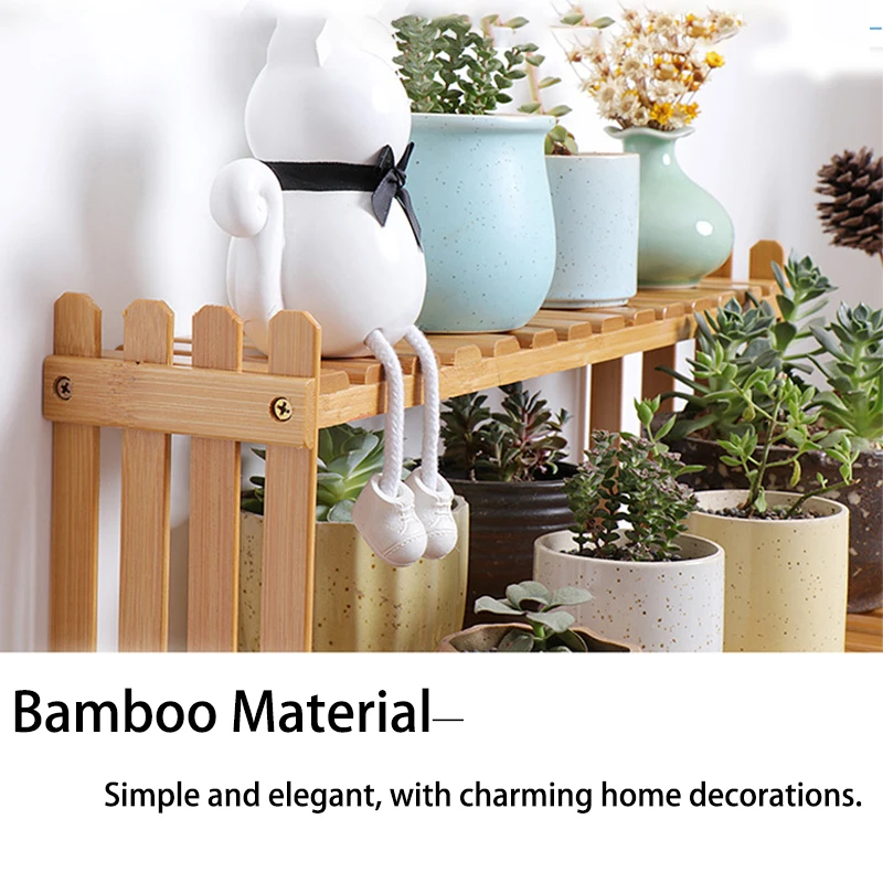 Flower Stand Bamboo Storage Shelf Sundries Plants Flower Pot Display Stand Desktop Organizer Flower Pot Shelves Living Room