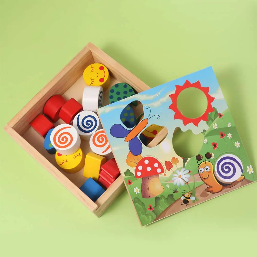 Jouets Montessori en bois de forme, jouet de développement pour l'éducation précoce, boîte de tri de formes de couleurs, puzzle de dessin animé, blocs assortis colorés